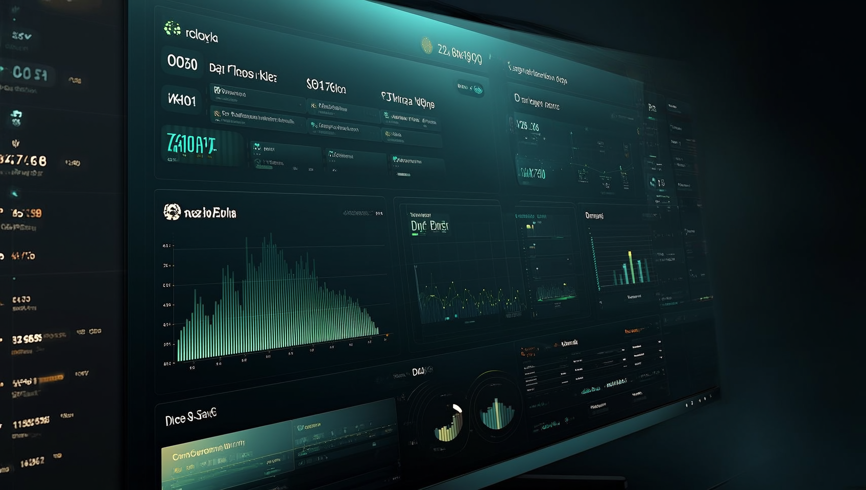 Dunkles Dashboard mit Datenauswertungen